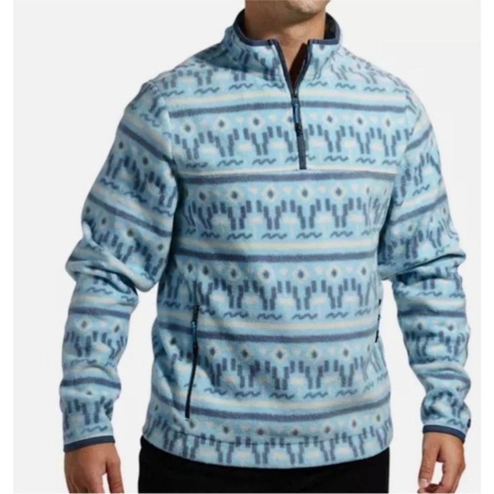 Chubbies blue aztec sand of time fleece 1/4 zip pullover L - Picture 11 of 11